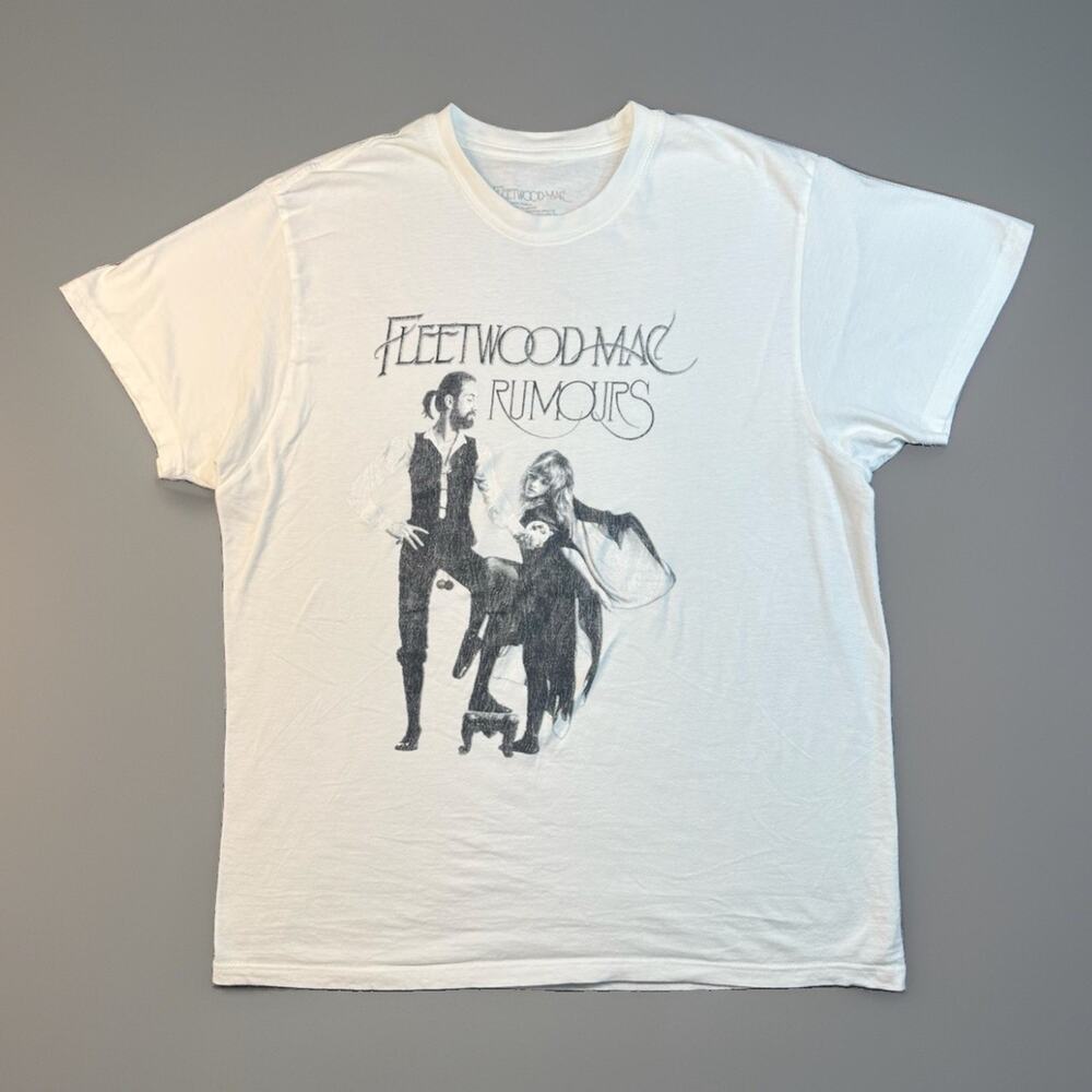 Fleetwood Mac Rumours Album Cover Shirt Womens XL White Rock Band Tee 1366